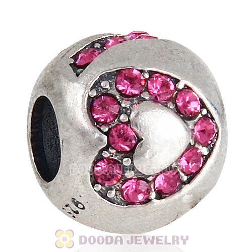 Sterling Silver Surrounded by Love with Rose Austrian Crystal Charm