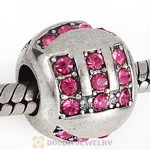 Sterling Silver Surrounded by Love with Rose Austrian Crystal Charm