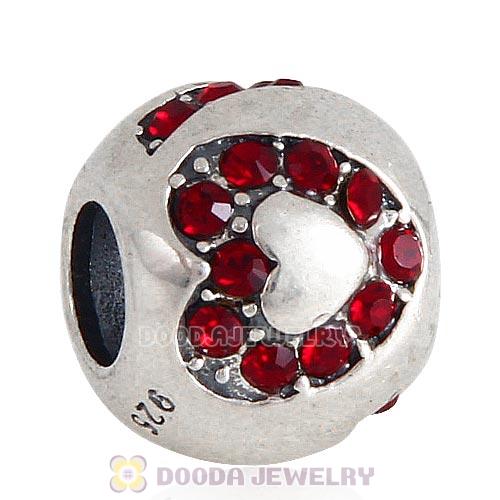 Sterling Silver Surrounded by Love with Siam Austrian Crystal Charm