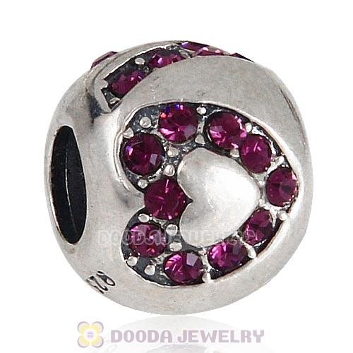 Sterling Silver Surrounded by Love with Amethyst Austrian Crystal Charm