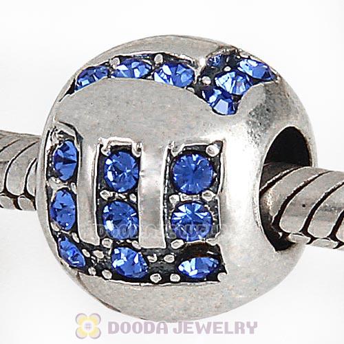 Sterling Silver Surrounded by Love with Sapphire Austrian Crystal Charm