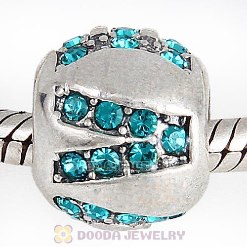 Sterling Silver Surrounded by Love with Blue Zircon Austrian Crystal Charm