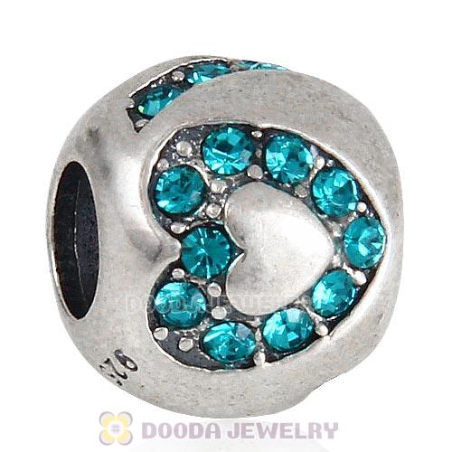 Sterling Silver Surrounded by Love with Blue Zircon Austrian Crystal Charm