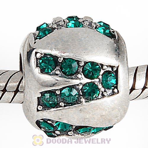 Sterling Silver Surrounded by Love with Emerald Austrian Crystal Charm