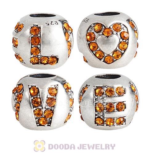 Sterling Silver Surrounded by Love with Topaz Austrian Crystal Charm