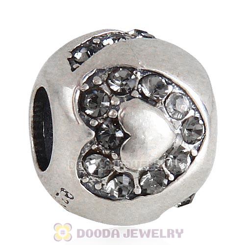 Sterling Silver Surrounded by Love with Black Diamond Austrian Crystal Charm