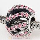 Sterling Silver Winter Wisp Bead with Light Rose Austrian Crystal