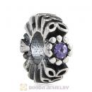 Sterling Silver Twice as Nice Spacer Bead with Tanzanite Austrian Crystal