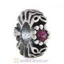 Sterling Silver Twice as Nice Spacer Bead with Amethyst Austrian Crystal