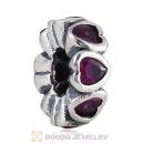 European Style Sterling Silver Space in My Heart with Red CZ Stone Beads