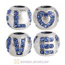 Sterling Silver Surrounded by Love with Sapphire Austrian Crystal Charm