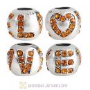 Sterling Silver Surrounded by Love with Topaz Austrian Crystal Charm