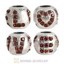 Sterling Silver Surrounded by Love with Smoked Topaz Austrian Crystal Charm