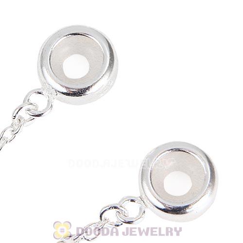 Sterling Silver European Style Stopper Beads with Safety Chain