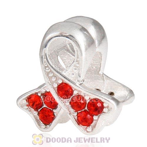 Sterling Silver Ribbon Lung Cancer Bead with Hyacinth Austrian Crystal