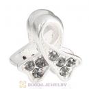 Sterling Silver Ribbon Lung Cancer Bead with Black Diamond Austrian Crystal