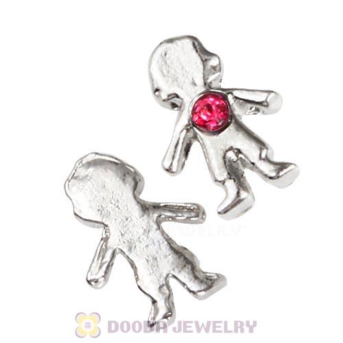 Platinum Plated Alloy Boy with Rose Crystal Floating Charms