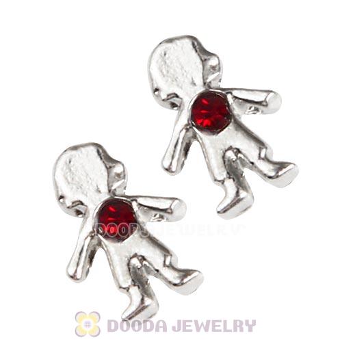 Platinum Plated Alloy Boy with Siam Crystal Floating Charms