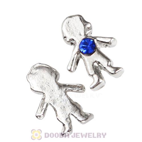 Platinum Plated Alloy Boy with Sapphire Crystal Floating Charms