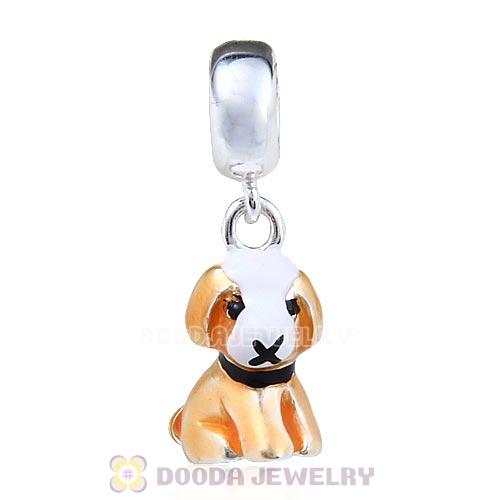 925 Sterling Silver Enamel Dangle Puppy Dog Charms Wholesale