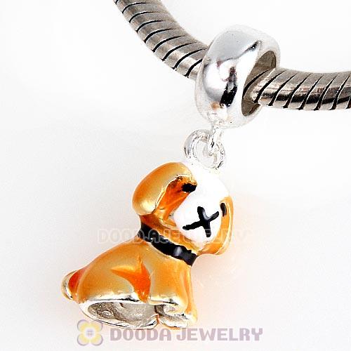 925 Sterling Silver Enamel Dangle Puppy Dog Charms Wholesale