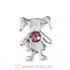 Platinum Plated Alloy Girl with Pink Crystal Floating Charms
