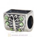 Sterling Silver Butterfly with Peridot Crystal Beads with DIY Photo European Style
