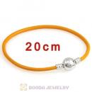 20cm Yellow Slippy Leather Bracelet with Silver Round Clip fit European Beads