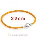 22cm Yellow Slippy Leather Bracelet with Silver Round Clip fit European Beads
