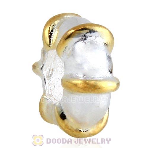 Gold Plated Line Sterling Silver Spacer Beads European Style