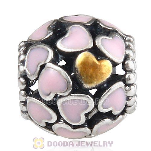 Sterling Silver Gold Plated Abundance of Love with Pink Enamel Beads