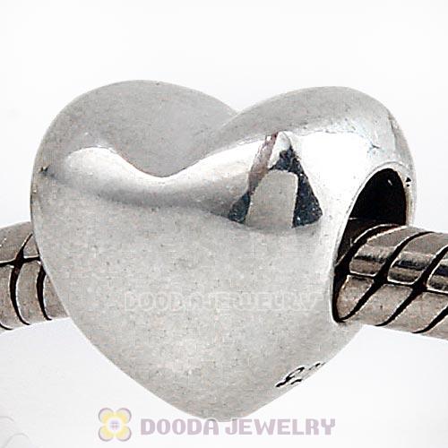 Antique Sterling Silver Heart Charm Beads European Style