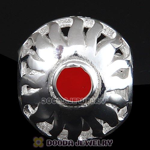 Sterling Silver Sunrise with Red Enamel Charm Beads