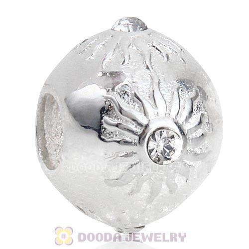 Sterling Silver Sun Charm Bead with Clear Austrian Crystal