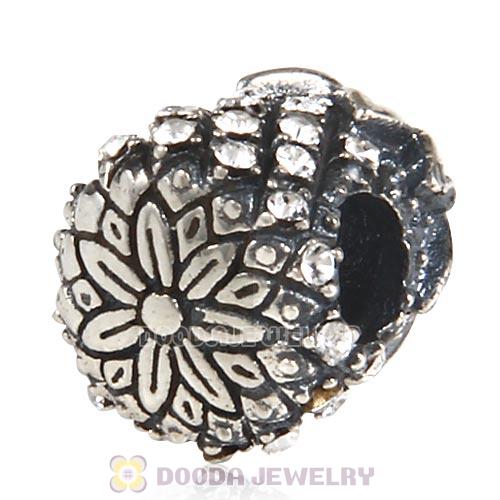 Sterling Silver Sparkling Pineapple Bead with Clear Austrian Crystal