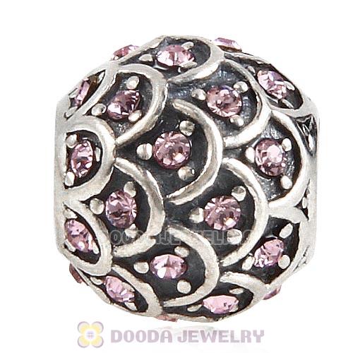 Sterling Silver Sparkling Fish Scale Bead with Light Amethyst Austrian Crystal