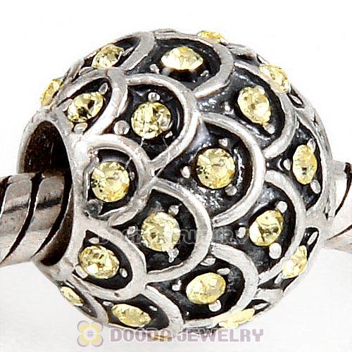 Sterling Silver Sparkling Fish Scale Bead with Jonquil Austrian Crystal