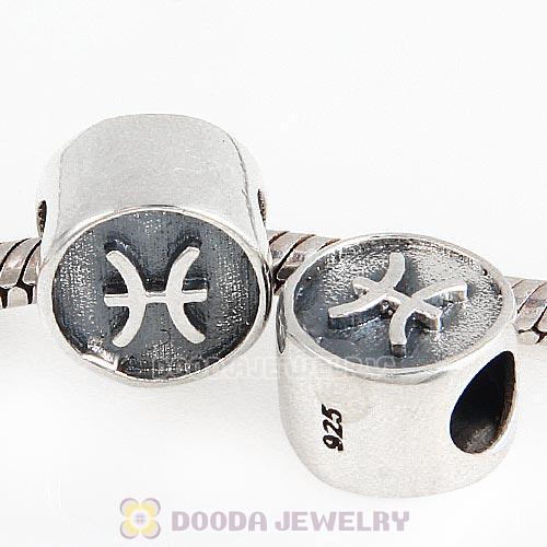 Antique Sterling Silver Pisces Zodiac Sign Beads European Style