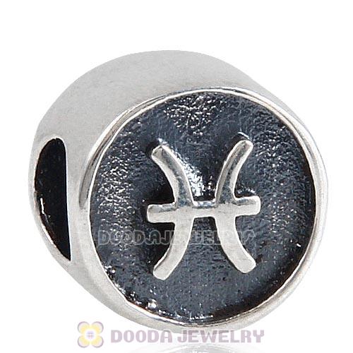 Antique Sterling Silver Pisces Zodiac Sign Beads European Style
