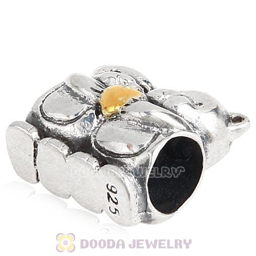 Gold Plated Heart Sterling Silver Bear Hug Charm Beads