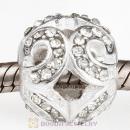 Sterling Silver Glittering Wave Bead with Clear Austrian Crystal