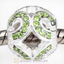 Sterling Silver Glittering Wave Bead with Peridot Austrian Crystal