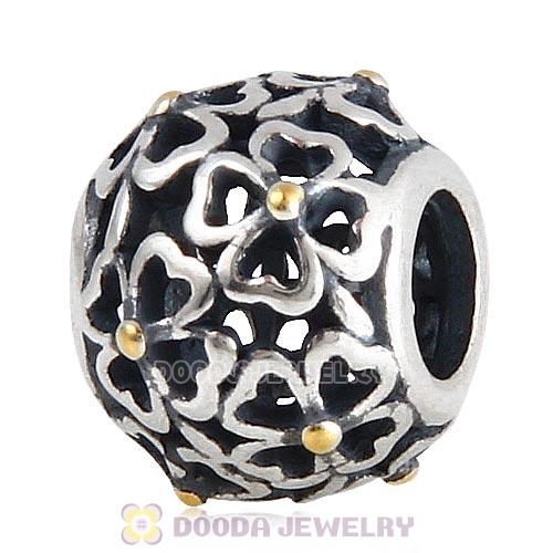 Antique Sterling Silver Gold Plated Evening Floral Charm Beads