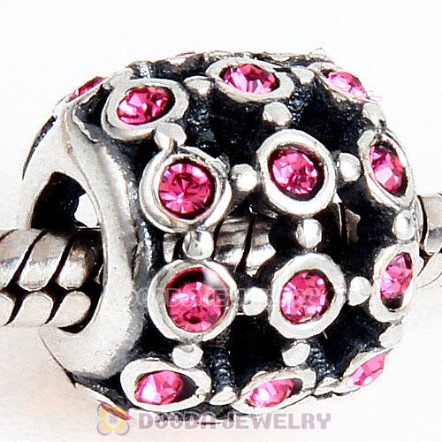 Antique Sterling Silver In the Spotlight Bead with Rose Austrian Crystal