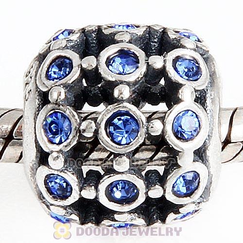 Antique Sterling Silver In the Spotlight Bead with Sapphire Austrian Crystal