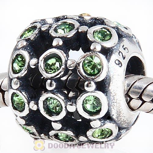 Antique Sterling Silver In the Spotlight Bead with Peridot Austrian Crystal