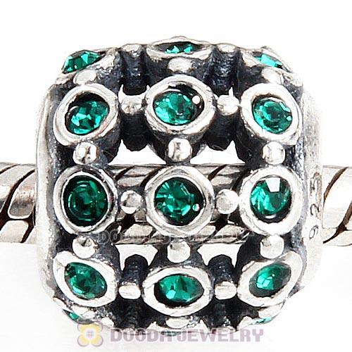 Antique Sterling Silver In the Spotlight Bead with Emerald Austrian Crystal