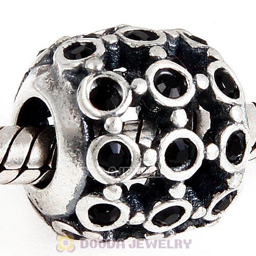 Antique Sterling Silver In the Spotlight Bead with Jet Austrian Crystal