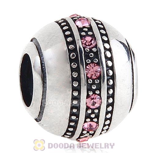 Sterling Silver Fast Lane Bead with Light Rose Austrian Crystal