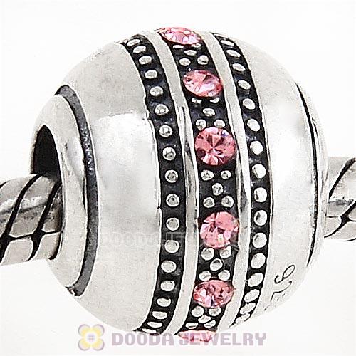 Sterling Silver Fast Lane Bead with Light Rose Austrian Crystal